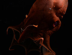 Ein Vampirtintenfisch in Großaufnahme.