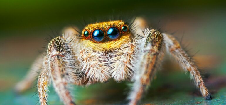 Eine Spinne in Großaufnahme.